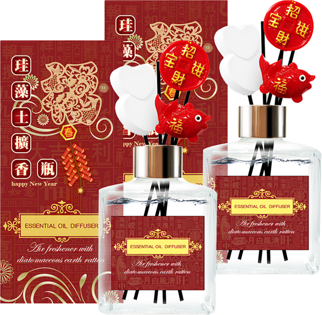 QiMart 迎春納福香氛珪藻擴香瓶, 花香茉莉, 200ml, 2件