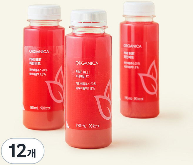 올가니카 파인비트 과채주스, 190ml, 12개