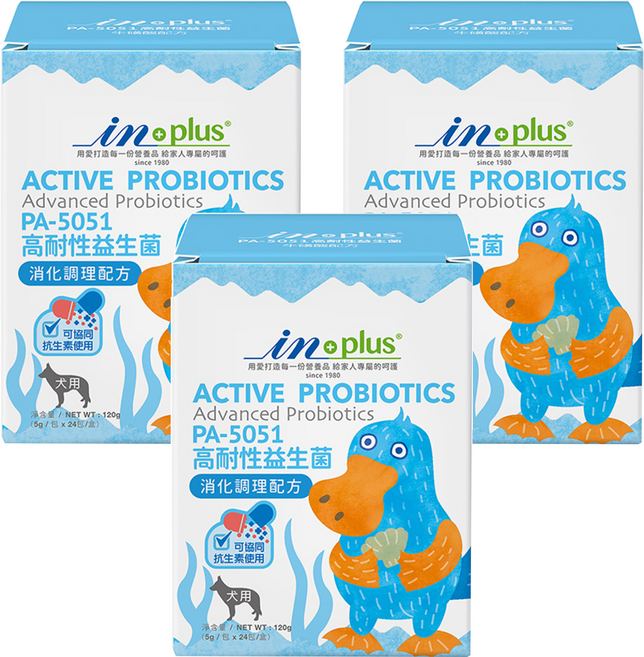 in plus 贏 高耐性益生菌 消化調理配方犬用營養劑, 24包, 5g, 消化, 3盒