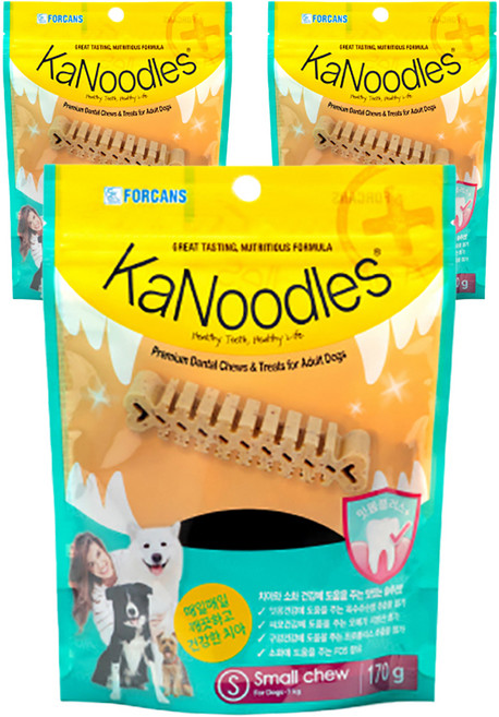 카누들 잇몸플러스 강아지 덴탈껌 S, 잇몸건강, 170g, 3개