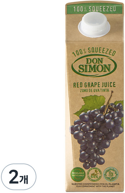 돈시몬 착즙 적포도 주스, 1L, 2개