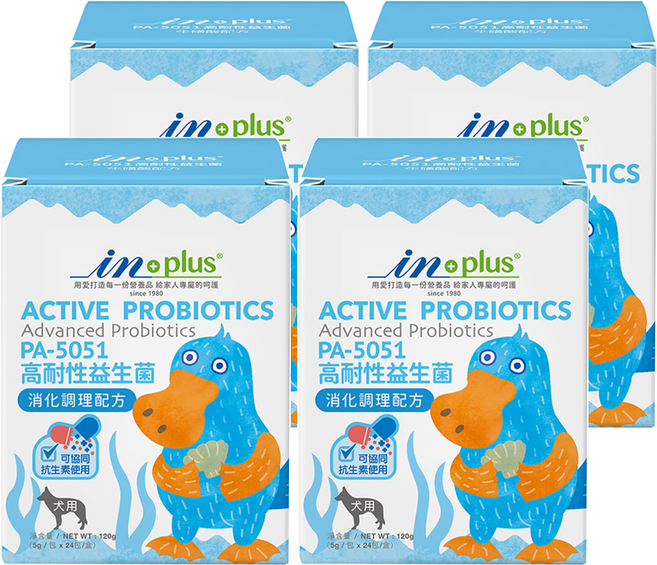 in plus 贏 高耐性益生菌 消化調理配方犬用營養劑, 24包, 5g, 消化, 4盒