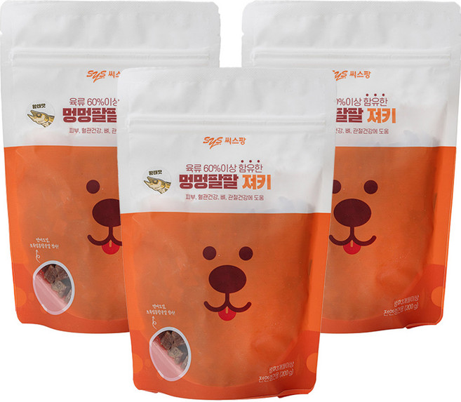 멍멍팔팔 강아지 져키, 황태맛, 200g, 3개