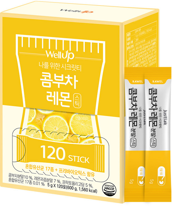 저스틱 콤부차 레몬 분말스틱, 5g, 120개입, 1개