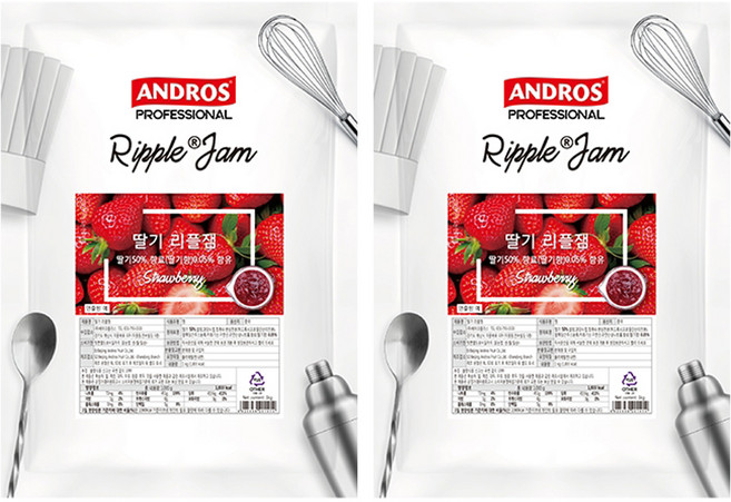 안드로스 딸기 리플잼, 1kg, 2개