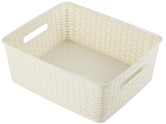 KEYWAY 聯府 藤藝104收納籃 置物盒 收納盒 35 x 30 x 13cm, 1個, 米白色