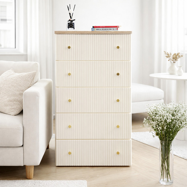 보노하우스 카밀라 템바보드 서랍장, 화이트, 5단