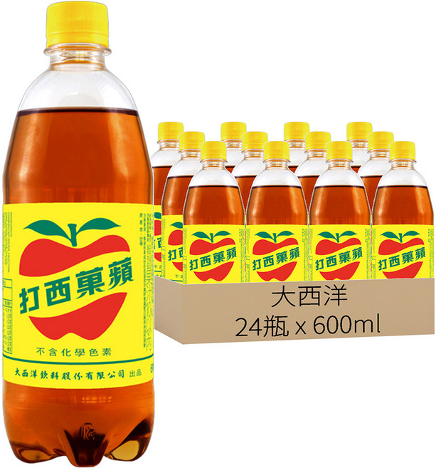 大西洋 蘋果西打, 600ml, 24瓶