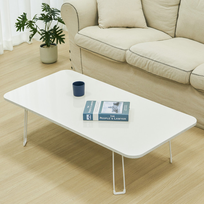 코멧 홈 국내생산 E0 LPM 1200X600 심플 라운드 접이식 사각 테이블, 화이트