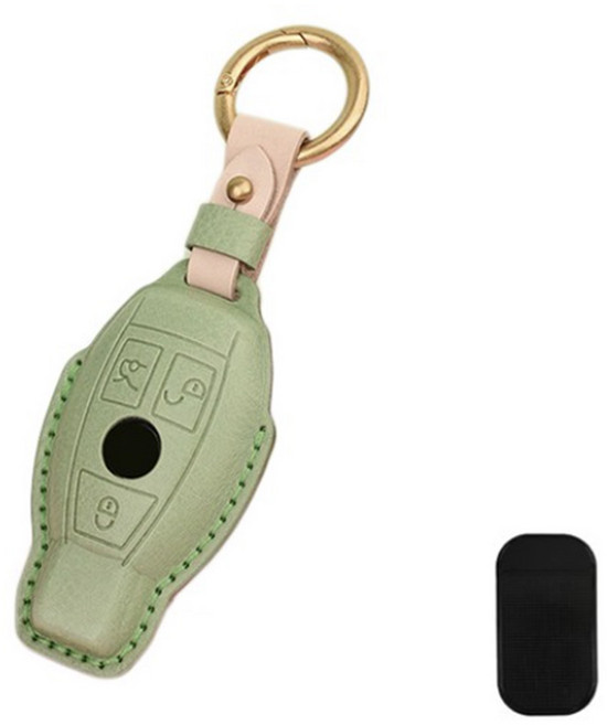 리젠스 벤츠 가죽 키 케이스 + 미끄럼 방지 패드, GREEN