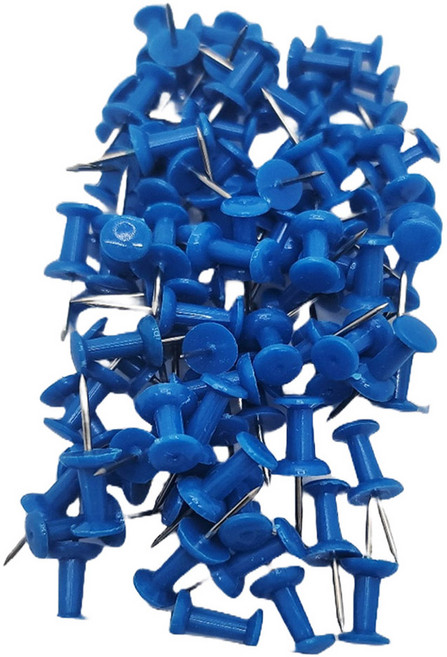 마다꾸미 컬러 투명 피스 압정 문서고정핀 블루, 1개, 80개입