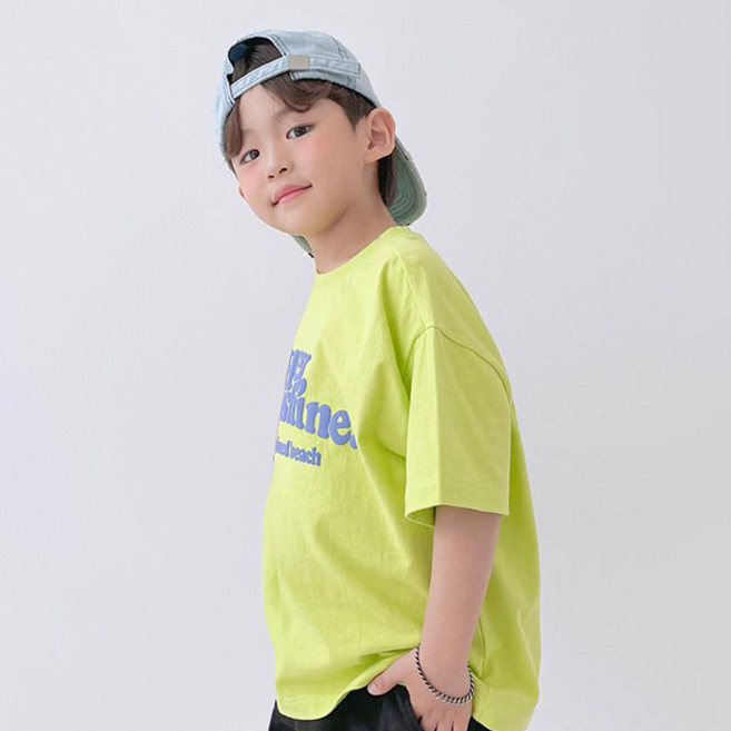 베리클로젯 남아용 미네랄 워터 레터링 키즈 여름 상의 반팔 티셔츠