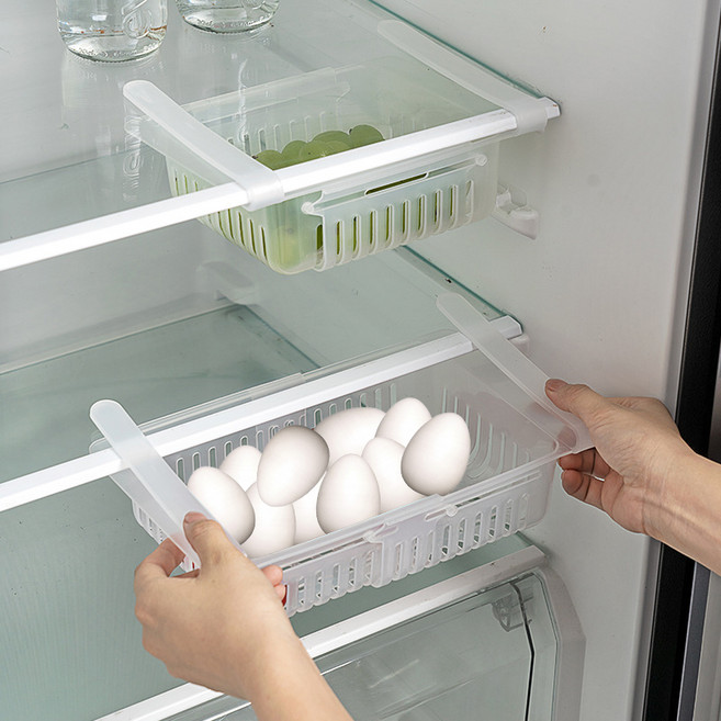MF스토어 늘어나는 키친 다용도 확장형 야채 계란 과일 트레이 수납 정리함, 투명, 1개