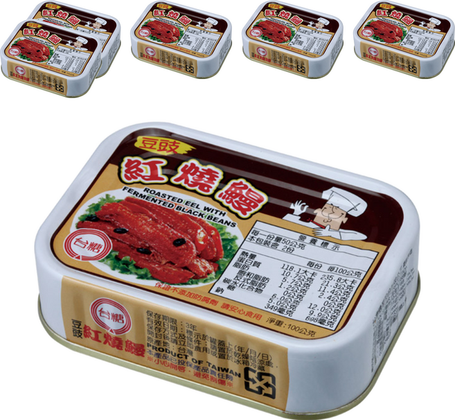 台糖 豆豉紅燒鰻魚, 6罐, 100g