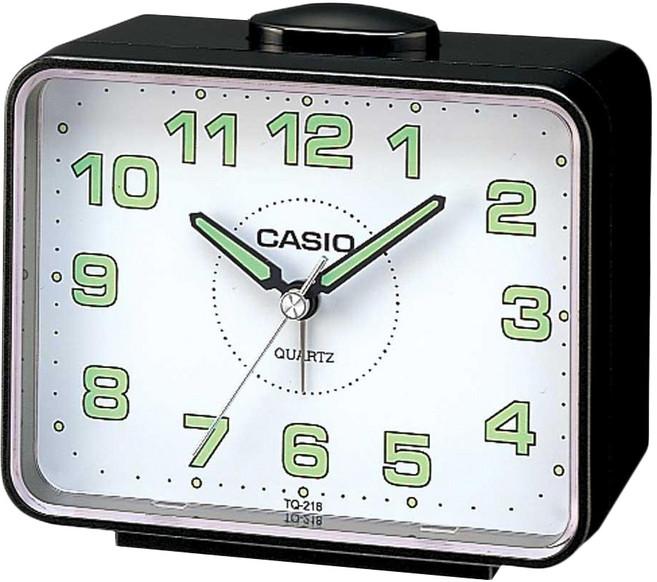 CASIO 卡西歐 指針夜光貪睡鬧鐘 TQ-218, 黑色/白色