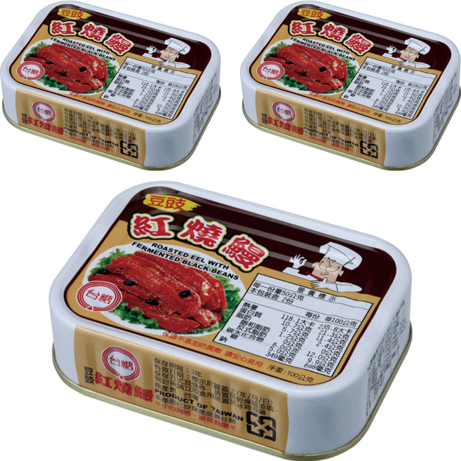 台糖 豆豉紅燒鰻魚, 100g, 3罐