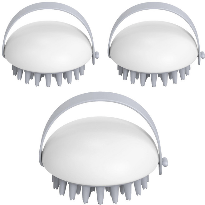 리빙홈디테일 두피 스케일링 샴푸 브러쉬, 3개, 그레이