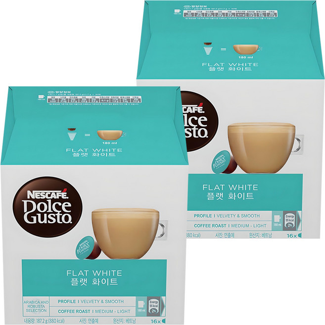 돌체구스토 플랫 화이트 캡슐커피, 11.7g, 16개입, 2개