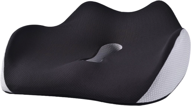 YUNMI 記憶棉坐墊/立體美臀坐墊/痔瘡坐墊/減壓椅墊/孕婦座墊/辦公室椅背墊/汽車坐墊 居家/辦公 新版, 黑色