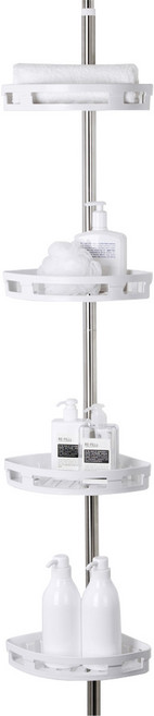 디허브 원터치락 코너 욕실 선반 4단, 화이트, 1개