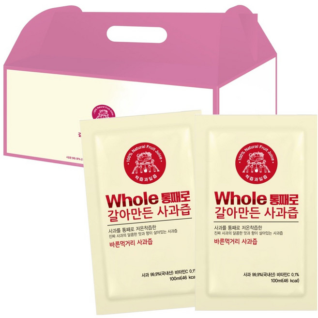 통째로 갈아만든 사과즙 일반파우치, 100ml, 30개