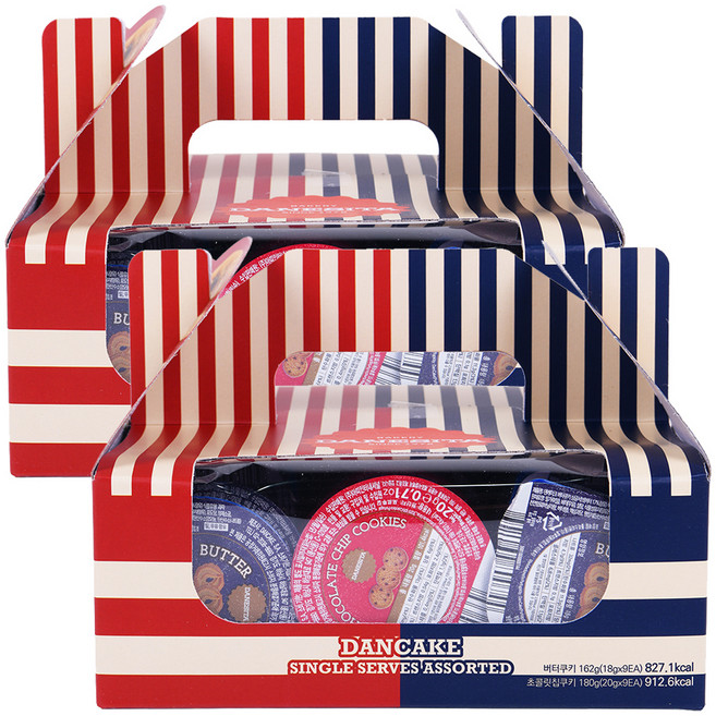 댄케이크 싱글서브 버터쿠키 9p + 초콜릿칩쿠키 9p, 342g, 2세트