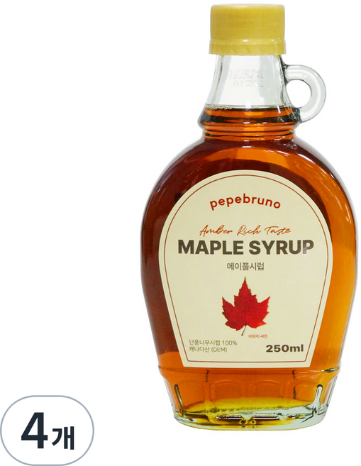 페페브루노 메이플시럽, 250ml, 4개