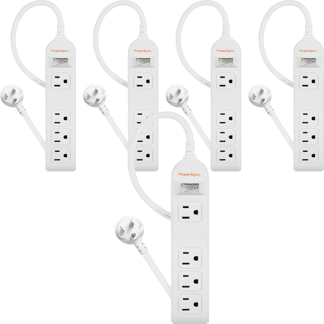 PowerSync 群加 防雷擊1開4插3P延長電源線 PWS-EEA1412 19.5 x 4.5 x 2.5cm x 1.2m 300g, 白色, 5個
