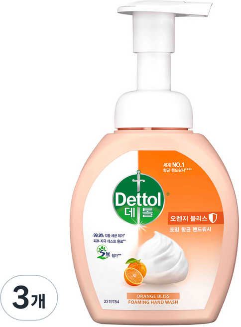데톨 포밍 핸드워시 오렌지, 250ml, 3개