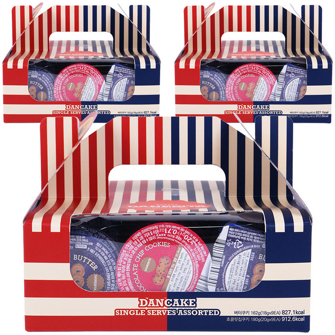 댄케이크 싱글서브 버터쿠키 9p + 초콜릿칩쿠키 9p, 342g, 3세트