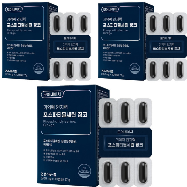 모어네이처 기억력 인지력 포스파티딜세린 징코, 30정, 3개