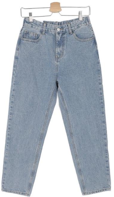 빼빼 여성용 뒷밴딩 세미배기 데님 팬츠