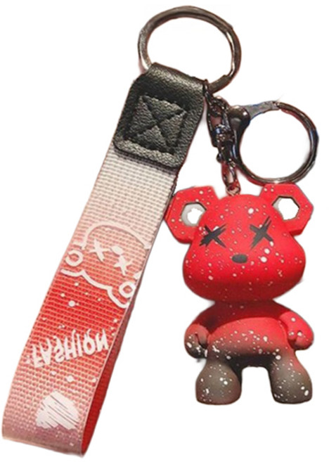 도림 엑스 곰돌이 자동차 키링, 1개, 레드