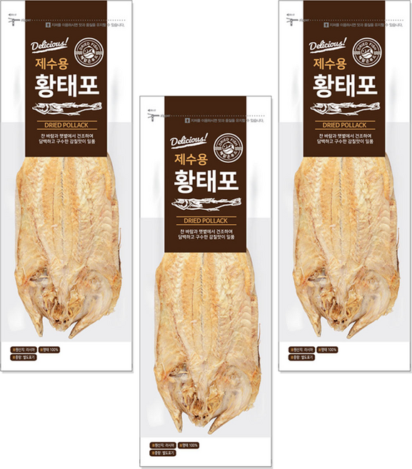 해맑은푸드 제수용 황태포, 70g, 3개
