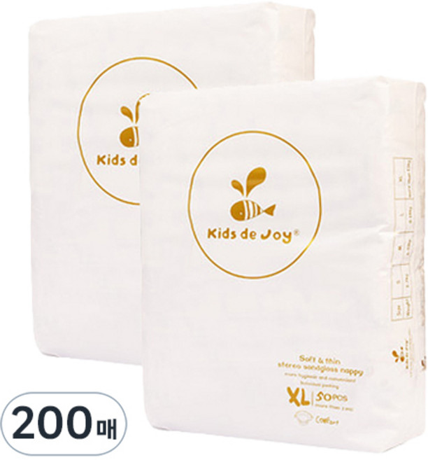 KidsDeJoy 優質黏貼型尿布, 第4階段, 200張