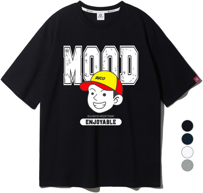 ALVINCLO MOOD 後扣帽 過大版型 透氣 短袖T恤 AST4356, 黑色