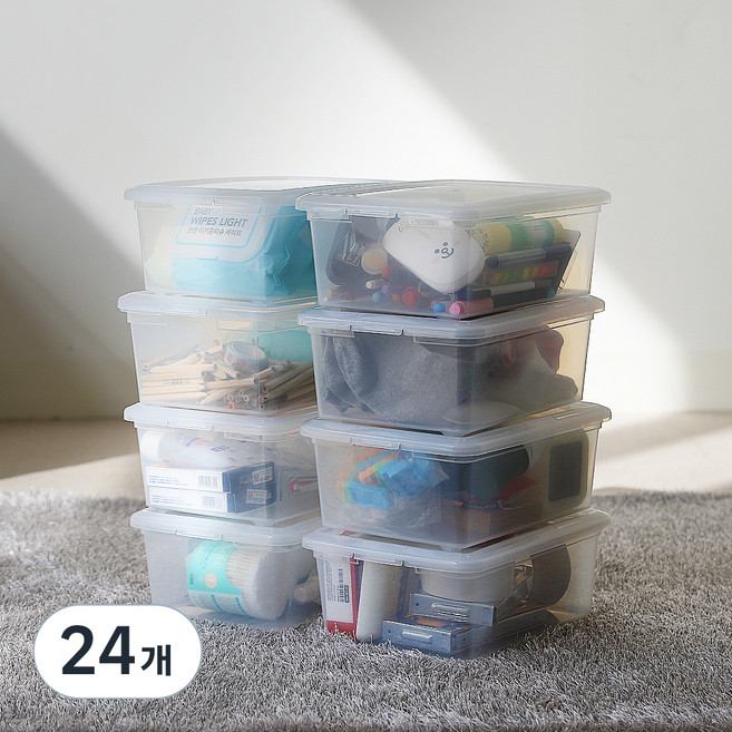 아이리스 국내 제조 다용도 리빙박스 CLC-4, 투명, 3.5L, 24개