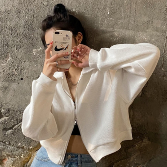 피어니스트 카라 가디건 지퍼 집업