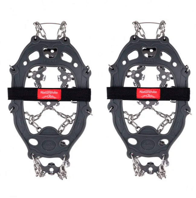 Naturehike 挪客 戶外雪地防滑防摔簡易冰爪 19齒, 銀色 + 灰色