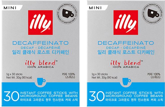 일리 클래식 로스트 디카페인 미니 원두커피스틱, 1g, 30개입, 2개