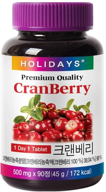 홀리데이즈 프리미엄 크랜베리 타블렛, 90정, 1개 - 쿠팡
