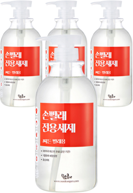 쑥소쿰 손빨래 전용세제 찌든빨래용 본품, 1L, 4개