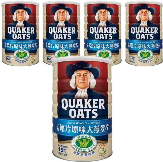 QUAKER 桂格 原片原味大燕麥片, 800g, 5罐