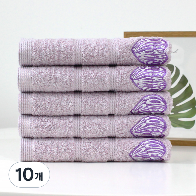 소프트터치 하트자수 수건 160g 면사, 퍼플, 10개