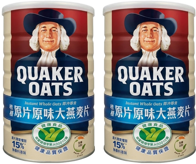 QUAKER 桂格 原片原味大燕麥片, 800g, 2罐