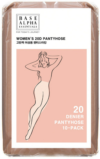 베이스알파에센셜 고탄력 넉넉한 길이 팬티 스타킹 20D 10p