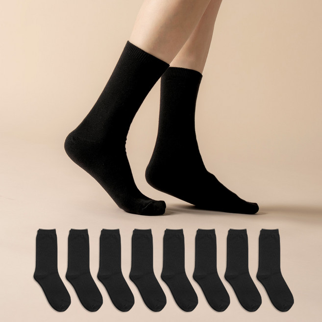 삭피엔스 여성용 프리미엄 롱롱 무지 장목 양말 8켤레