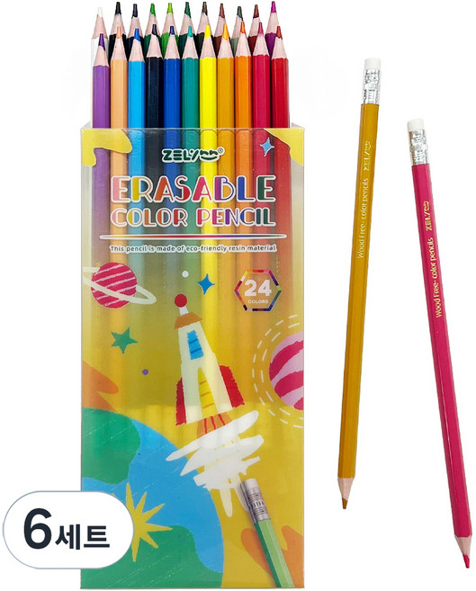 쿠말 잘 지워지는 색연필 24종 세트, 6세트, 24색