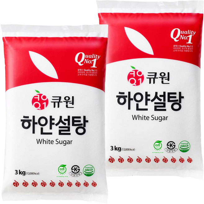 큐원 하얀 설탕, 3kg, 2개