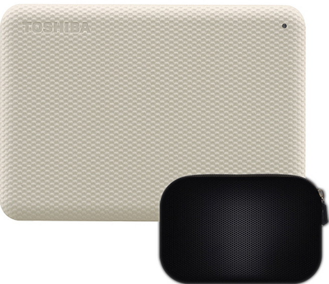 도시바 칸비오 외장하드 어드밴스 2세대 + 파우치 세트, 2TB, 크림 화이트